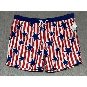 Mad Engine Stars and Stripes Patriotic Swim Trunks Board Shorts Mens XL NEW